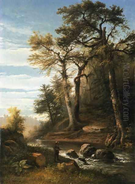 Fisherman by a Stream - view 1