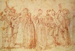 Group of Comic and Tragic Actors by Jean-Antoine Watteau