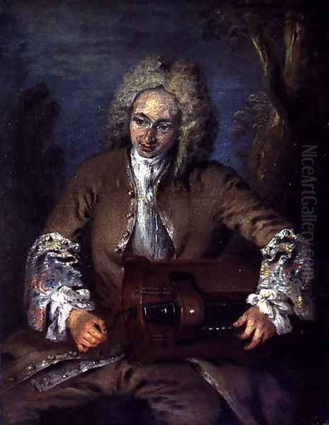 Man Playing a Hurdy-Gurdy - view 1