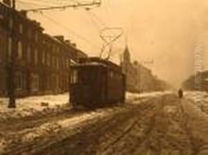 Vue De Ville Sous La Neige by Leonard Misonne