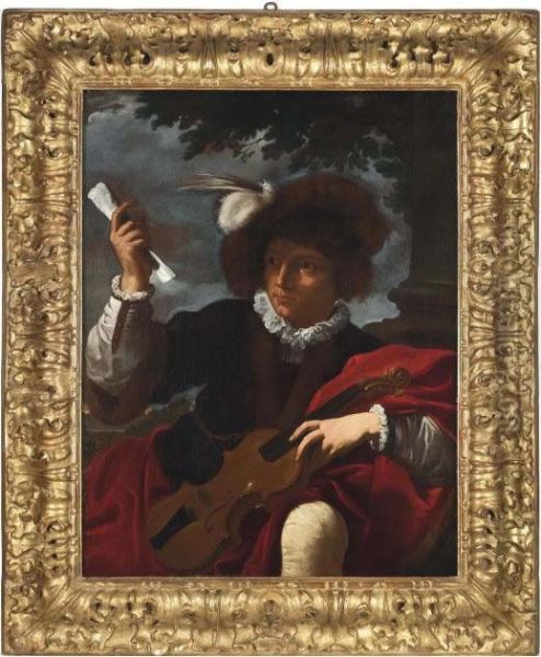 Giovane Con Violino Su Sfondo Di Paesaggio - view 1