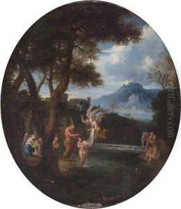Paesaggio Laziale Con Il Battesimo Di Cristo by Pier Francesco Mola