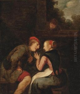 A Couple In An Interior, With A Man At The Window by Jan Miense Molenaer