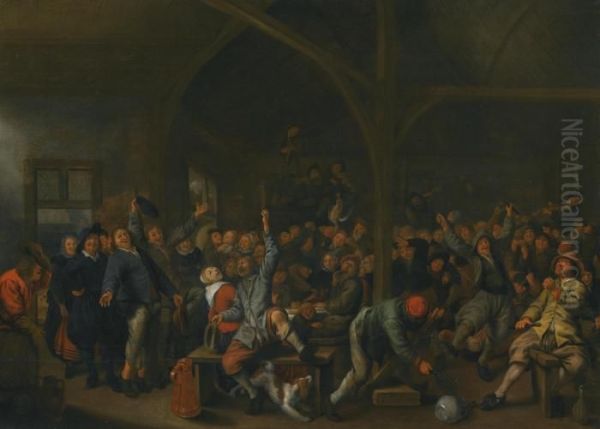 A Raucous Tavern Interior With Peasants Dancing And Making Music - view 1