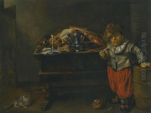 An Interior With A Dwarf And A Vanitas Still Life - view 1