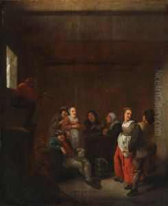 Interieur Mit Tanzenden Und Geigenspieler by Jan Miense Molenaer