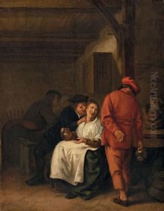Interieur Mit Grosser Ruckenfigur