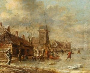Figures On The Ice By A Windmill thumbnail