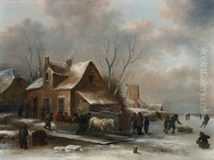 Winterlandschaft Mit Pferdeschlitten