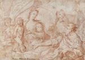 The Infant Moses Trampling The Crown Of Pharaoh Beneath His Feet by Antonio Molinari