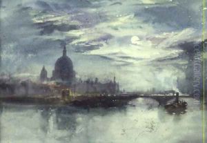 View of the Thames with St. Pauls in the Distance by Richard Henry Wright