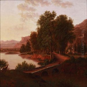 Houses And Catsle At A River by I. P. Moller