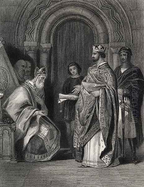 Henry II presenting the Pope's Bull to the Archbishop of Cashel, engraved by G. Greatbach - view 1