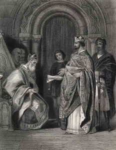 Henry II presenting the Pope's Bull to the Archbishop of Cashel, engraved by G. Greatbach by Henry Warren
