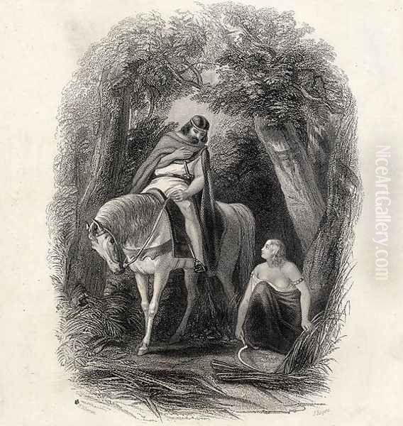 King Cormac (d.1138) and the Fair Eithne, engraved by J.Rogers, from The History of Ireland by T.Wright, 1855 - view 1