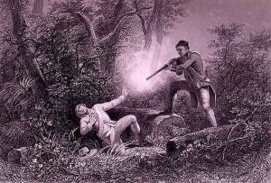 The Fratricide at Wyoming, 1778, from 'The History of the United States', Vol. I, by Charles Mackay, engraved by James Charles Armytage (c.1820-97) by Henry Warren