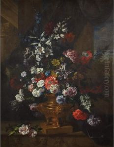 Still Life Of Flowers In A Footed Urn