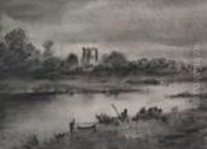 Castle By A Lake by Thomas Monro