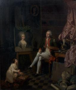 Un Militaire Achevant De Peindre Un Portrait De Femme by Nicolas Andre Monsiau