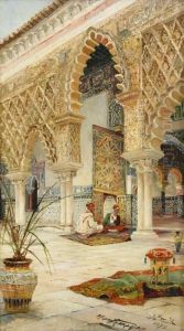 Orientalisk Bakgard Med Samtalande Morer - Sevilla
