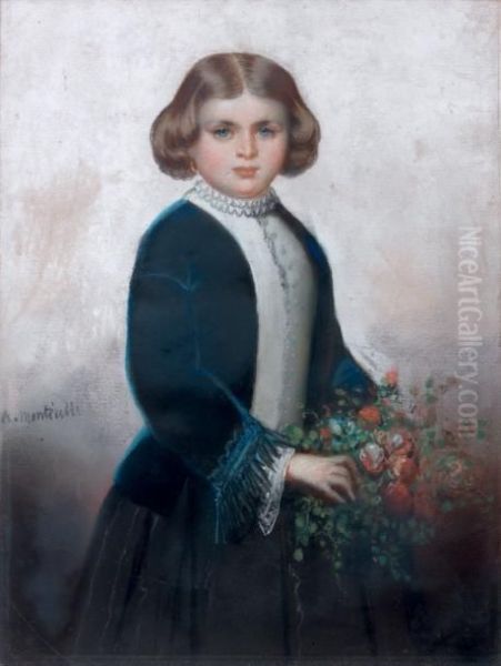 Portrait De Jeune Fille Au Bouquet De Fleurs - view 1
