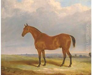 A bright bay in a landscape by William Webb