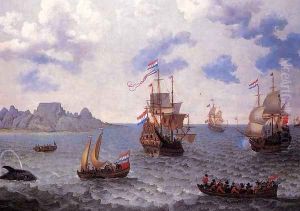 The Man=o'-War 'Amsterdam' and other Dutch Ships in Table Bay by Adam Willaerts