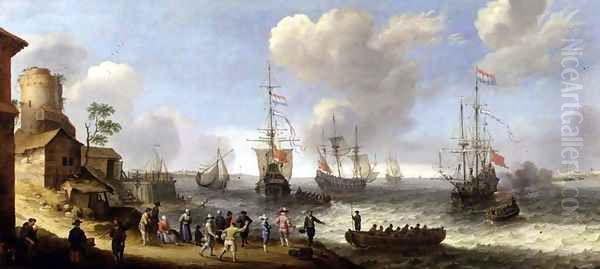 Dutch Warships in an Estuary - view 1