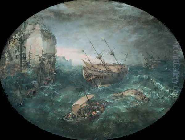 Shipwreck off a Rocky Coast - view 1