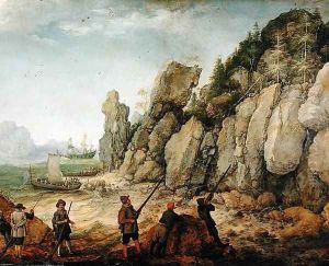Detail of Wild goat hunting on the coast, 1620 by Adam Willaerts