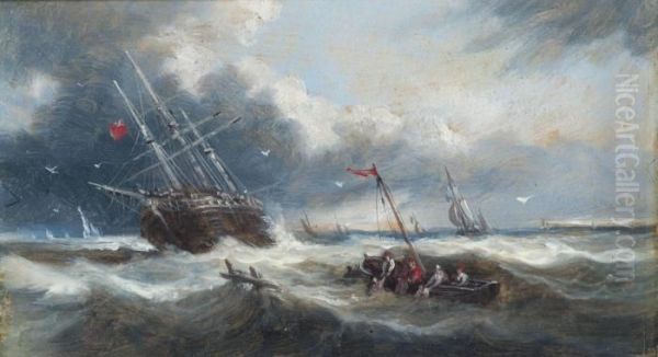 A Merchantman In Distress With Rescue At Hand - view 1