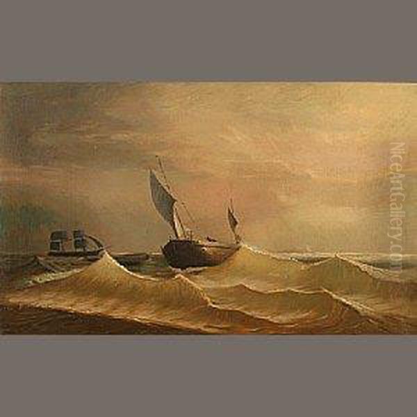 Grain Ship Approaching In A Rough Sea - view 1