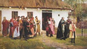 Funeral in the Village by Wincenty Wodzinowski