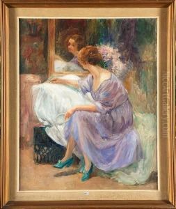 Elegante Au Miroir by Henri Moreau