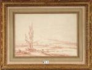 Paysage Anime A La Riviere by Louis-Gabriel Moreau the Elder
