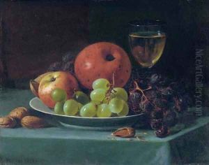 Still Life with Grapes, Walnuts and Apples by Andrew John Henry Way