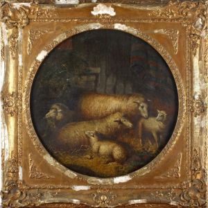 Sheep In A Barn by George Morland