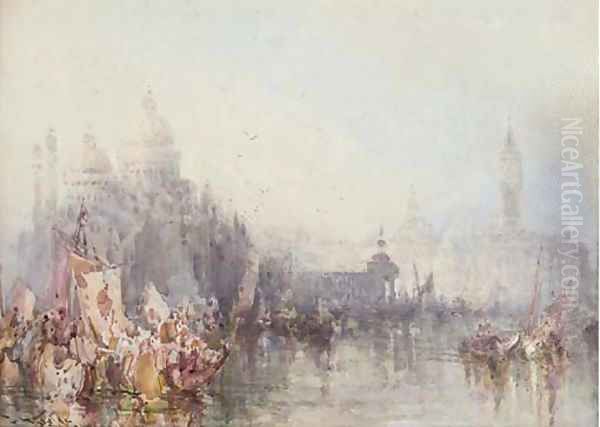 The Grand Canal, Venice, crowded with boats by Frank Wasley