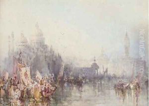 The Grand Canal, Venice, crowded with boats by Frank Wasley