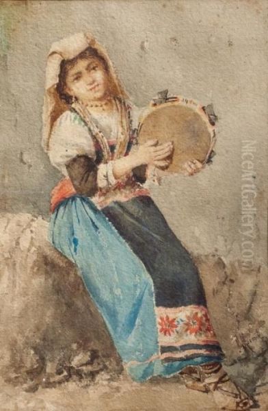 Campesina Con Pandereta - view 1