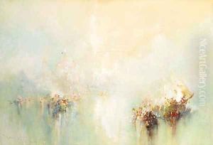 Sailing vessels off the Venetian lagoon by Frank Wasley