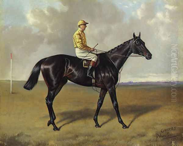 Cheers with jockey up, on a racecourse - view 1