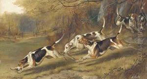 Hounds at full cry by Alfred Wheeler