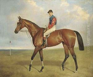 Diamond Jubilee with jockey up by a post