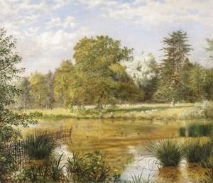 View In A Park With Huntsmen And Sheep