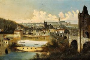 View Of Prague With The Charles Bridge Crossing The Vltava River