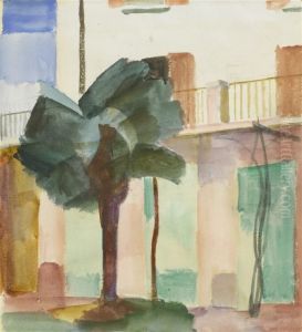 Courtyard With Tree by Albert Muller