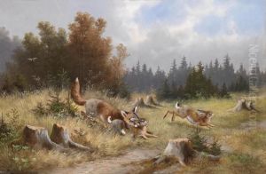 Fox And Rabbits by Moritz Muller