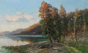 Kvinne I Skogslandskap Ved Vann by Morten Muller