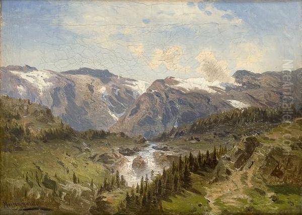 Norwegian Landscapewith A River - view 1